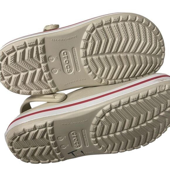 CROCS Crocband Cream and Pink Water Shoes with Ventilation Holes Size 9 women’s - Picture 8 of 8